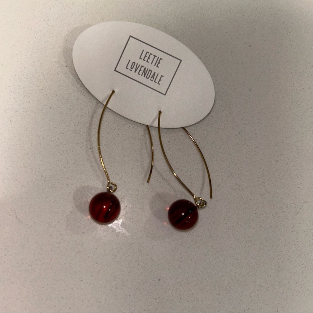 Gold/Amber Colored Bead Earrings
